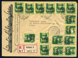 BUDAPEST 1945.11.30. Ajánlott Inflációs Levél Az USA-ba Küldve, Dekoratív Darab! - Lettres & Documents