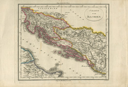 CHARTE  Von Illyrien , Rézmetszet, Színezett Térkép  Képméret : 24*20 Cm Meridians Von Paris - Prints & Engravings