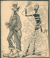Homicskó Atanáz (1864-1916) Szignós Politikai Karikatúra , Tusrajz  32*27 Cm "Obstrukció"  /  Signed Political Caricatur - Zonder Classificatie