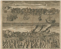 Liszaboni Földrengés 1755 , Rézmetszet 1756. 35*15 Cm  /  1755 Lisbon Earthquake Copper Etching - Prenten & Gravure