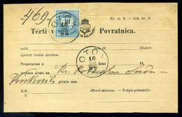 OTOK  1888. Kétnyelvű Tértivevény 10Kr-ral - Oblitérés