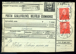 1939. Csomagszállító Arcképek Bélyegekkel, Hatbélyeges Portózással  /  Parcel P.card Portraits Stamps, 6 Stamp Postage D - Covers & Documents