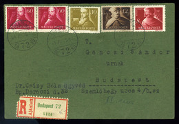 BUDAPEST 1948. Helyi Ajánlott Levlap, ötbélyeges, Négyszínű Bérmentesítéssel - Covers & Documents