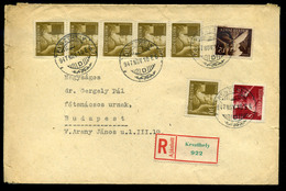 KESZTHELY 1947. Ajánlott Három Színű, Nyolcbélyeges Levél Budapestre Küldve - Brieven En Documenten
