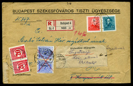 1935. Helyi Ajánlott Levél, Arcképek Bérm.,  Kétszeres Vidéki Utánküldéssel, Kettős Vegyes Portózással, érdekes Darab! - Covers & Documents