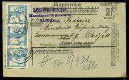 BÁCSKULA / KULA 1919. Kiegészített , SHS Díjjegyes Levlap Eszékre Küldve  /  Uprated SHS Stationery P.card To Eszék - Brieven En Documenten