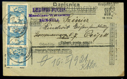 BÁCSKULA / KULA 1919. Kiegészített , SHS Díjjegyes Levlap Eszékre Küldve  /  Uprated SHS Stationery P.card To Eszék - Covers & Documents