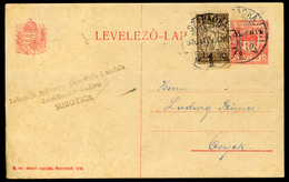 SZABADKA 1920. 10f Díjjegyes Lap SHS Bélyeggel , "túlélő" Bélyegzéssel Eszékre Küldve  /  10f Stationery Card SHS Stamp  - Lettres & Documents