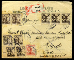 BROD 1919. Ajánlott Céges Levél SHS Bélyegekkel, "túlélő" Ragjeggyel, Bélyegzéssel - Covers & Documents