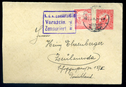 VARAZDIN 1919. Látványos, Cenzúrázott Levél Kétféle 10f-es ,Németországba Küldve - Covers & Documents