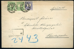 BUDAPEST 1886. Helyi II. Sulyf. Ajánlott Levél 2*3Kr+2Kr  Bérmentesítéssel, Ritka és Szép Darab!  /  Local 2nd Weight Le - Gebruikt