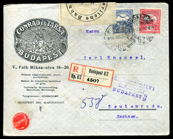 BUDAPEST 1916. Dekoratív, Céges, Cenzúrázott Ajánlott Levél Németországba Küldve  /  Decorative Corp. Cens. Reg. Letter  - Gebruikt