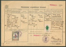 SZEGED 1945. 5 Db Dokumentum Városi Illetékbélyegekkel  /  5 Documents City Stamp Duty - Lettres & Documents
