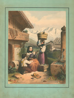 Alpesi Életkép, Szép Litográfia, XIX Sz Közepe, 23*18 Cm  /  Alpine Scene Nice Litho Middle Of 19th C - Lithografieën