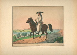 A Csikós , Szép Színezett Metszet, Perlaszka XIX Sz . Képméret 26*19 Cm  /  Horse Handler Nice Colored Etching 19th C - Unclassified