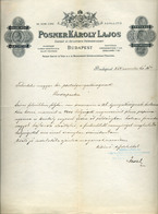 POSNER Károly Lajos Papírkereskedés , Fejléces, Céges Levél 1884.  /  Lajos Károly Paper Store Letterhead Corp. Letter - Unclassified