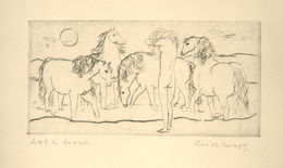 Reich Károly (1922 - 1988): Akt Lovakkal  Szignált Rézkarc 9,5 X 19,5cm  /  Nude With Horses Signed Copper Etching - Zonder Classificatie