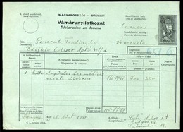 1947. Díjjegyes Vámárunyilatkozat  /  Stationery Customs Document - Lettres & Documents