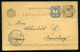 SOPRON KŐHALOM 1900.03.04. 4f Díjjegyes Lap 1Kr Kiegészítéssel Bambergbe Küldve , Igen Ritka Vegyes Bérmentesítés  /  4  - Used Stamps