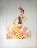 Spanyol Táncosnő , Szignós Akvarell (nekem Tetszik)  Képméret 41*29 Cm  /  Spanish Dancer Signed Aquarell - Non Classés