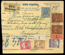 KÖRMÖCBÁNYA 1917. Csomagszállító ötbélyeges, Négyszínű Bérmentesítéssel Budapestre  /  Parcel P.card 5 Stamp 4 Color Fra - Used Stamps