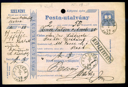 SLANICA 1878. Szép Postautalvány Budapestre Küldve  /  Nice Postal Money Order To Budapest - Oblitérés