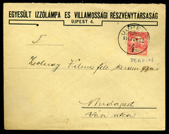 UJPEST 1910. Egyesült Izzó , Céges Levél, Céglyukasztásos Bélyeggel  /  United Bulb Corp Letter Corp. Punched Stamp - Used Stamps