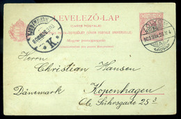 ZÓLYOM 1903. Díjjegyes Levlap Dániába Küldve  /  Stationery P.card To Denmark - Gebruikt