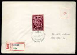 BUDAPEST 1950. Ajánlott Levél Lánchíd Blokkból Kitépett 50Ft Bélyeggel, Alkalmi Bélyegzéssel  /  Reg. Letter 50Ft Chain  - Brieven En Documenten