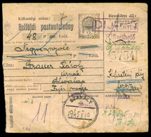 SZAKÁLY 1945.05.10. Belföldi Postautalvány Alsóalapra Küldve, Kisegítő Bélyegzéssel Igen Ritka Darab Ebben A Korszakban! - Covers & Documents