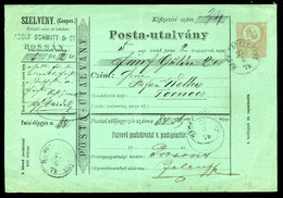 NAGYTAPOLCSÁNY 1874. Postautalvány Pozsonyba Küldve  /  Postal Money Order To Pozsony - Gebruikt