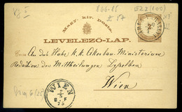 ÁRVAVÁRALJA 1875. Díjjegyes Levlap Bécsbe Küldve  /  Stationery P.card To Vienna - Gebruikt