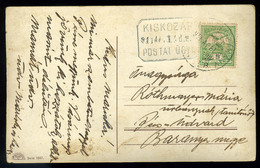 KISKOZÁR  1911. Képeslap Postaügynökségi Bélyegzéssel  /  Pic. P.card Postal Agency Pmk - Oblitérés