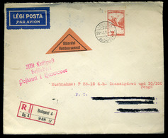 BUDAPEST 1931. Utánvételes , Ajánlott Légi Levél Repülő 2P  Hamburgba Küldve  /  COD Reg. Airmail Letter Airplane 2P To  - Lettres & Documents