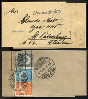 BUDAPEST 1927. Címszalag, Háromszínű Bérmentesítéssel Az USA-ba Küldve   /  Banner 3 Color Frank. To USA - Lettres & Documents
