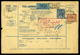 NAGYMARTON 1903. Csomagszállító 1K Svájcba Küldve  /  Parcel Postcard 1K To Switzerland - Gebruikt