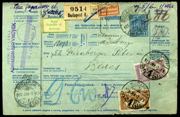 BUDAPEST 1923. Korona Infláció, Utánvételes, Céges Csomagszállító Barcsra Küldve   /  Kr Infla COD Corp. Parcel Postcard - Lettres & Documents