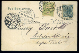 1902. Képeslap Ausztriából Budapestre, Továbbküldve, újrabérmentesítve Balatonfőkajárra  /  Vintage Pic. P.card From Aus - Used Stamps