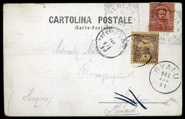 OLASZORSZÁG 1901. Képeslap Gyalu - Ra Küldve, újrabérmentesítve, Továbbküldve Székelykocsárdra  /  ITALY Vintage Pic. P. - Gebruikt