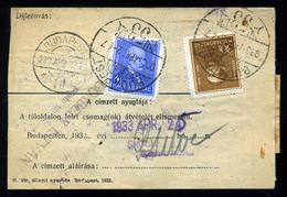 BUDAPEST 1933. Ritka Helyi Csomagszállító Arcképek Bélyegekkel  /  Rare Local Parcel P.card Portraits Stamps - Covers & Documents