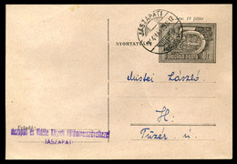 JÁSZAPÁTI 1954. Ritka Díjjegyes Helyi Nyomtatvány  /  Rare Stationery Local Print - Covers & Documents