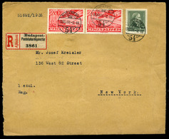 BUDAPEST 1936. Ajánlott Levél Repülő-Arcképek Bérmentesítéssel New York-ba  /  Reg. Letter Airplane-Portraits Frank To N - Lettres & Documents