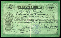 MUNKÁCS 1900. Vadászati Jegy / Hunting Ticket - Non Classés
