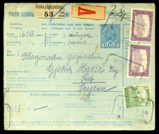 KRASICA 1918. Csomagszállító, Ritka ,kétnyelvű Postaügynökégi Bélyegzéssel  /  Parcel P.card Rare Bilingual Postal Agenc - Used Stamps