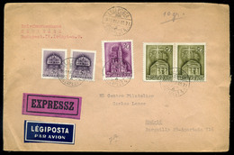 BUDAPEST 1941. Expressz, Cenzúrázott Légi Levél Spanyolországba Küldve  /  Express Cens. Airmail Letter To Spain - Covers & Documents