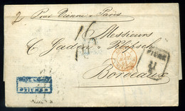 FIUME 1861. Portós Levél, Tartalommal Bordeaux-ba Küldve , Dekoratív Darab!  /  Postage Due Letter, Cont. To Bordeaux , - Croatie