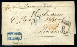 FIUME 1861. Portós Levél, Tartalommal Bordeaux-ba Küldve , Dekoratív Darab!  /  Postage Due Letter, Cont. To Bordeaux , - Croatia