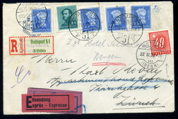 BUDAPEST 1933. Expressz-ajánlott Levél Svájcba Küldve, Portózva, Továbbküldéssel  /  Express-reg. Letter To Switzerland, - Covers & Documents