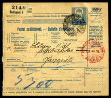 BUDAPEST 1927. Csomagszállító Jászapátira Küldve , 4 Db Portó Bélyeggel, Közte 4f Felezés!  /  Parcel P.card To Jászapát - Covers & Documents