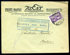 BUDAPEST 1928. Az Est , Céges Levél, Céglyukasztásos Bélyeggel Berlinbe Küldve  /  The Night Corp. Letter Corp. Punched  - Lettres & Documents